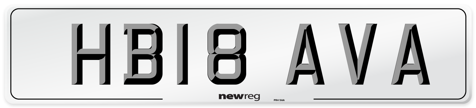 HB18 AVA Number Plate from New Reg